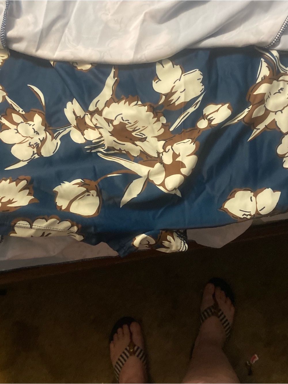 Blue Floral bathing suit with skirt with built in under shorts xxl brand NWT